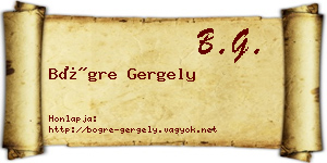 Bögre Gergely névjegykártya